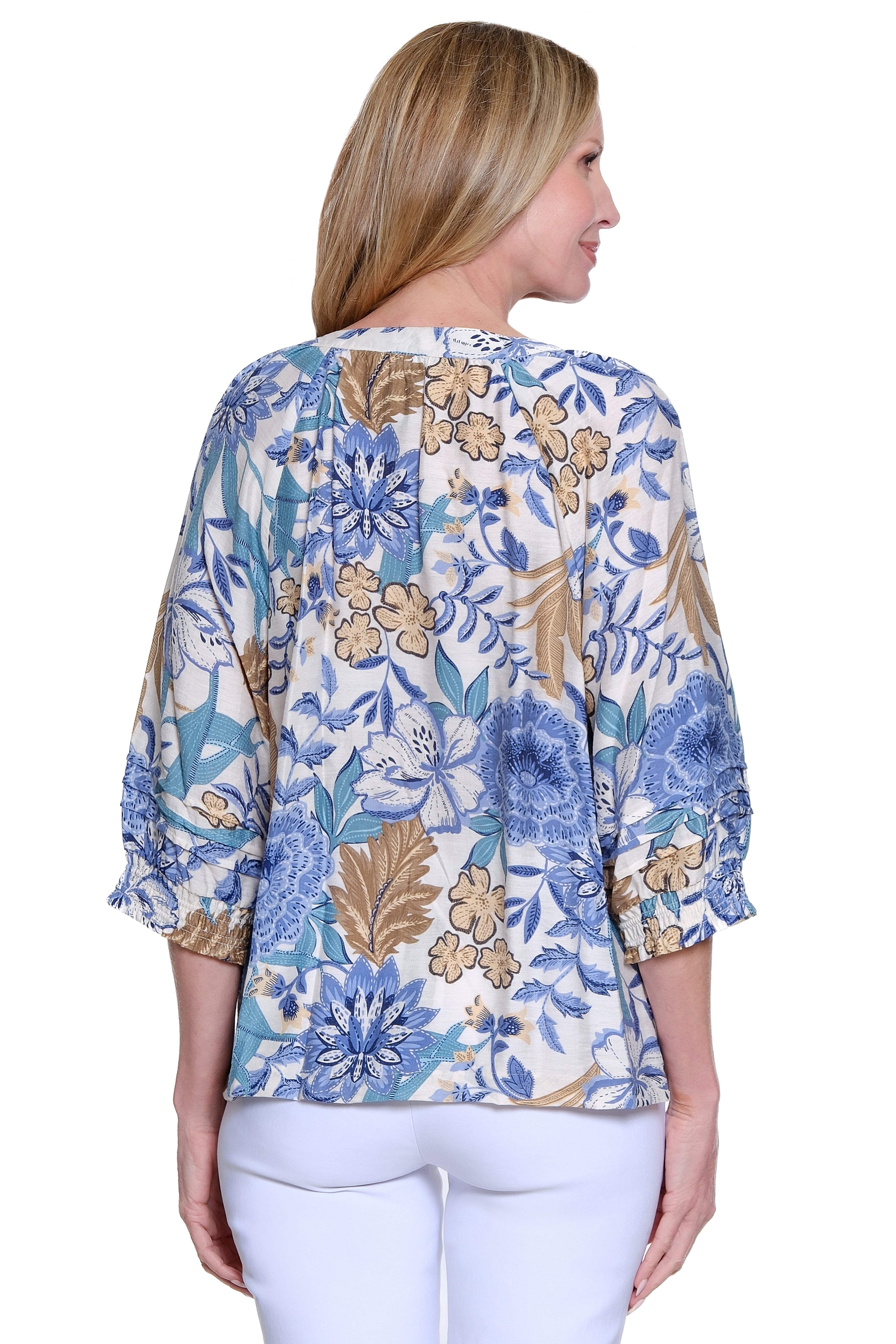 Printed Woven Pop-Over - Floral Multi - view 2