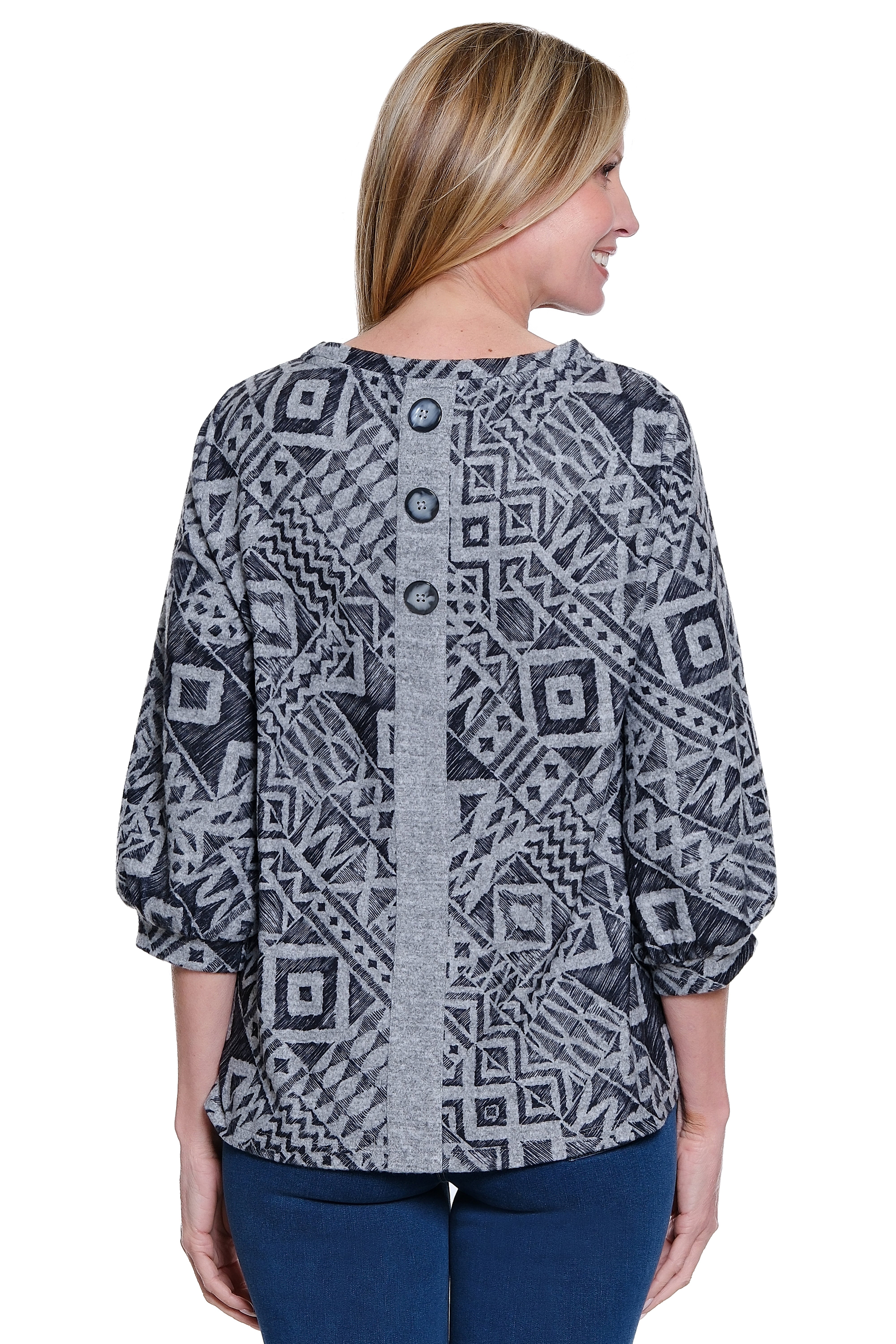 Essential Printed Top - Petite - Geo Multi - view 2