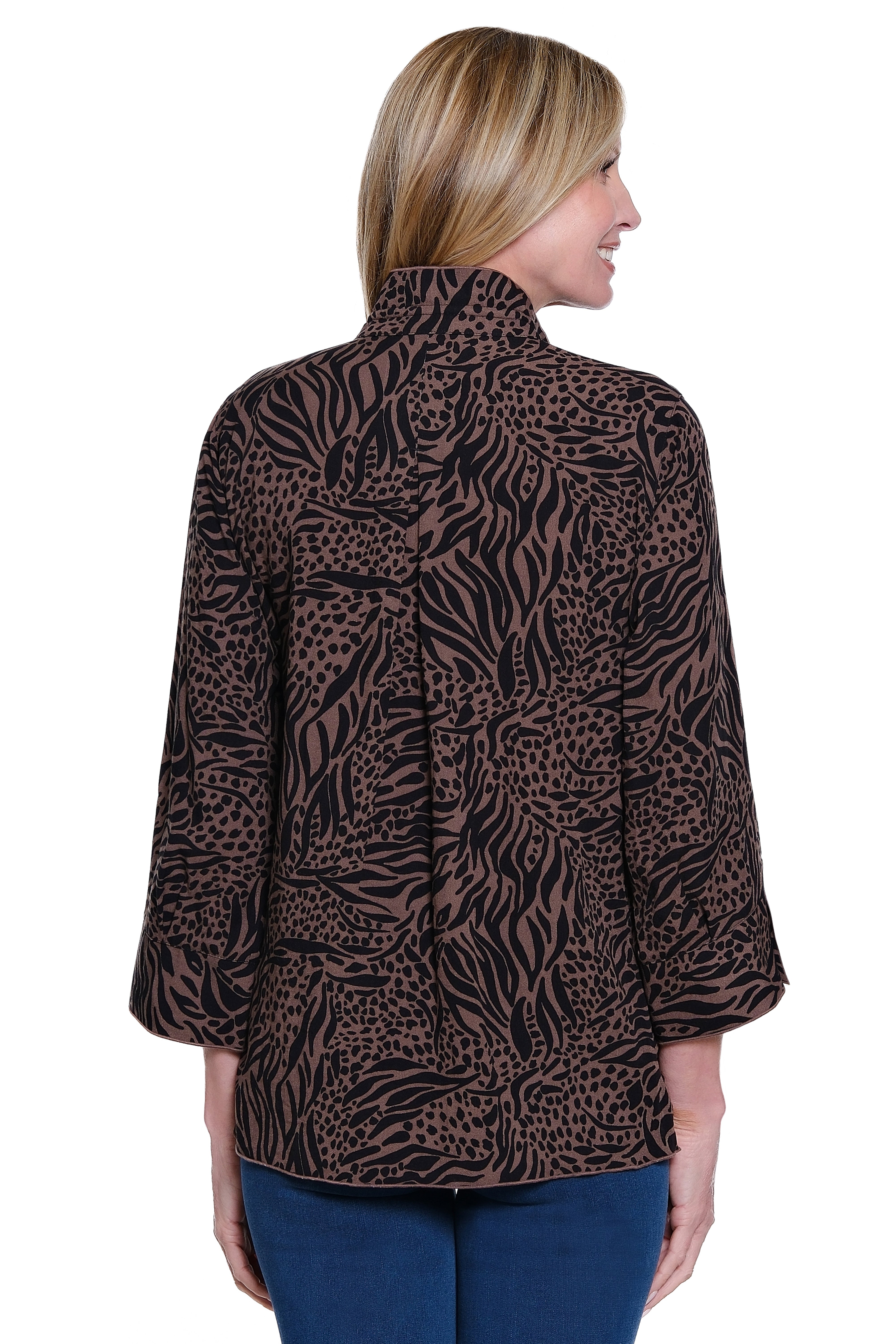 Essential Button Front Top - Chocolate - view 2