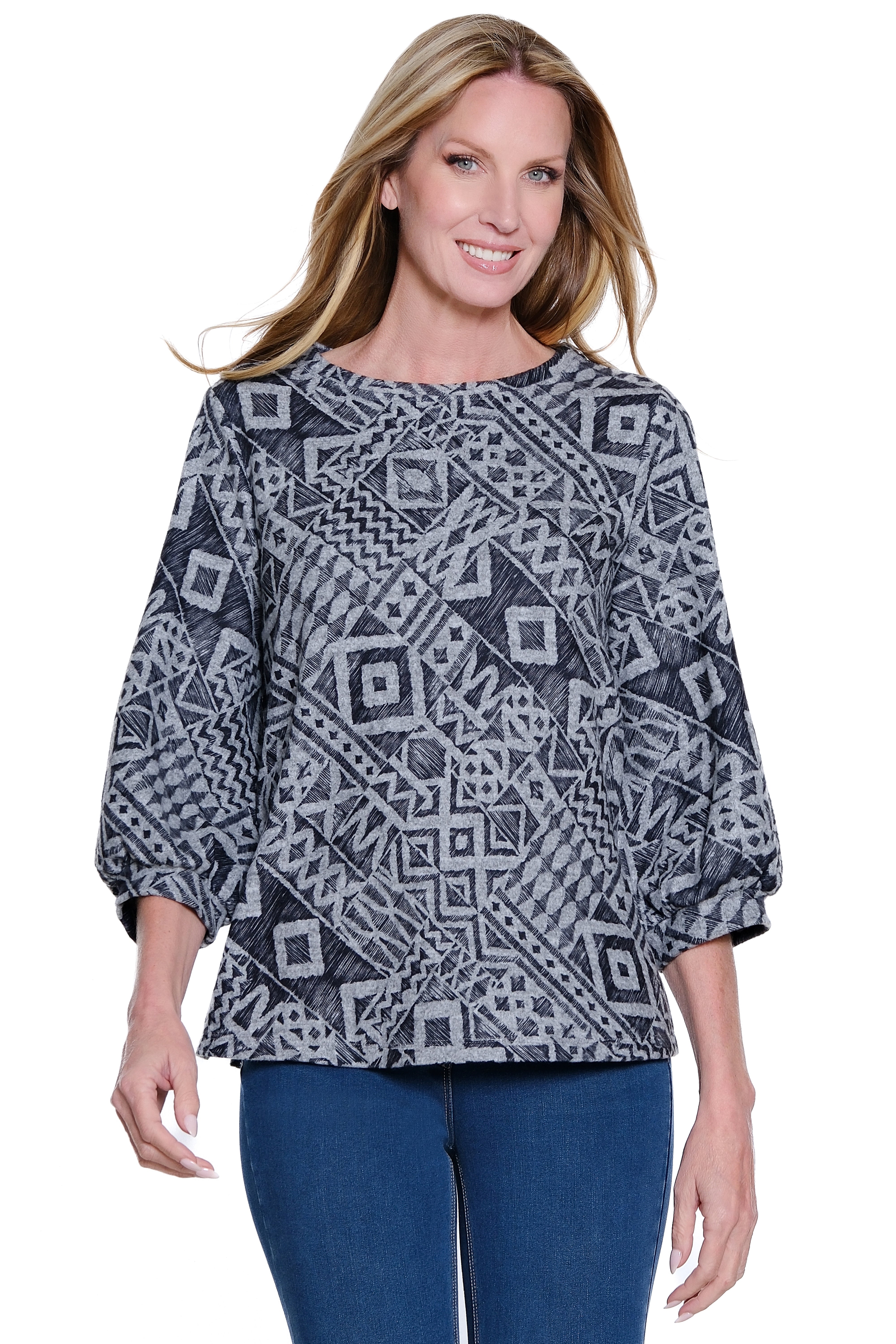 Essential Printed Top - Petite - Geo Multi