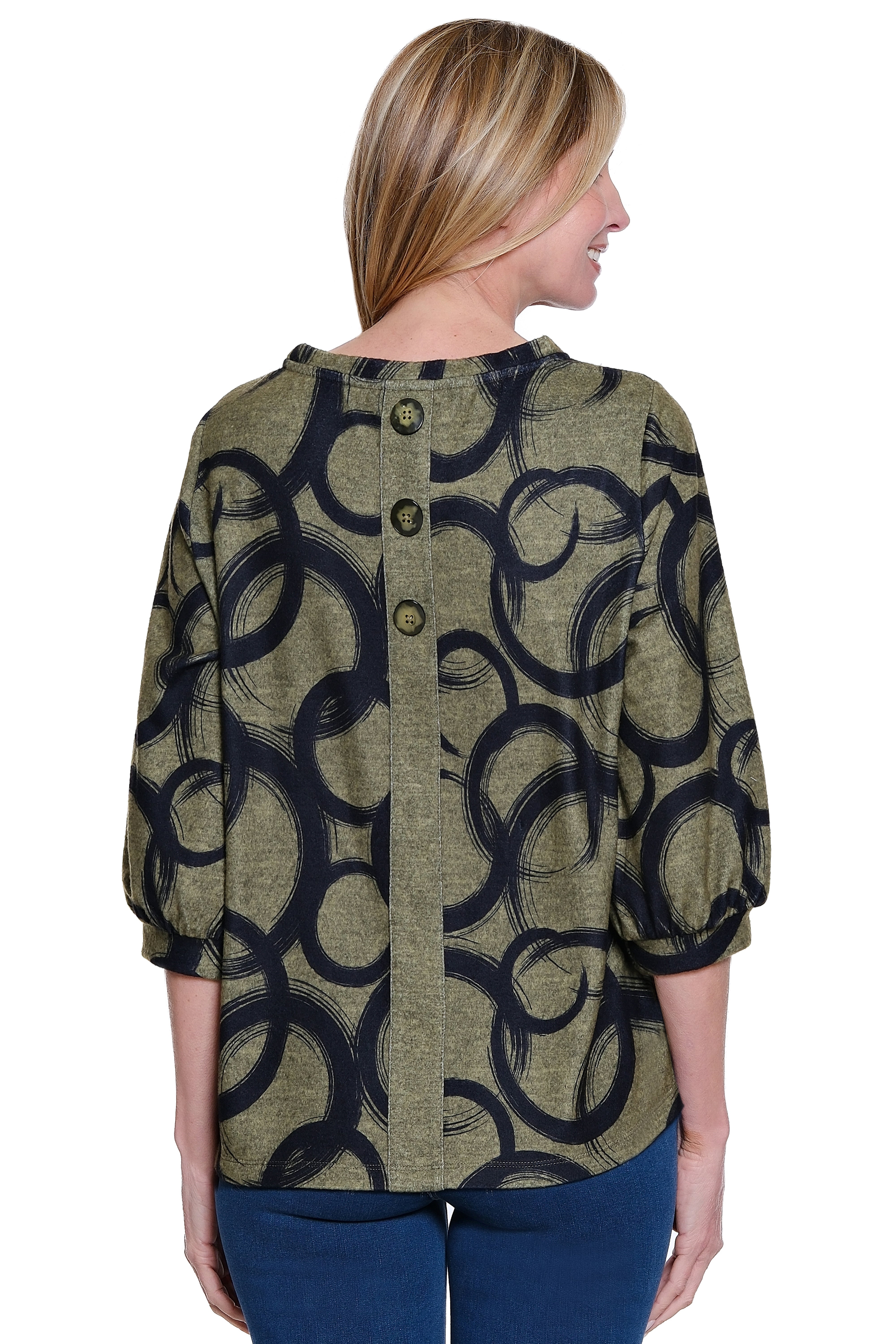 Essential Printed Top - Petite - Dark Olive - view 2