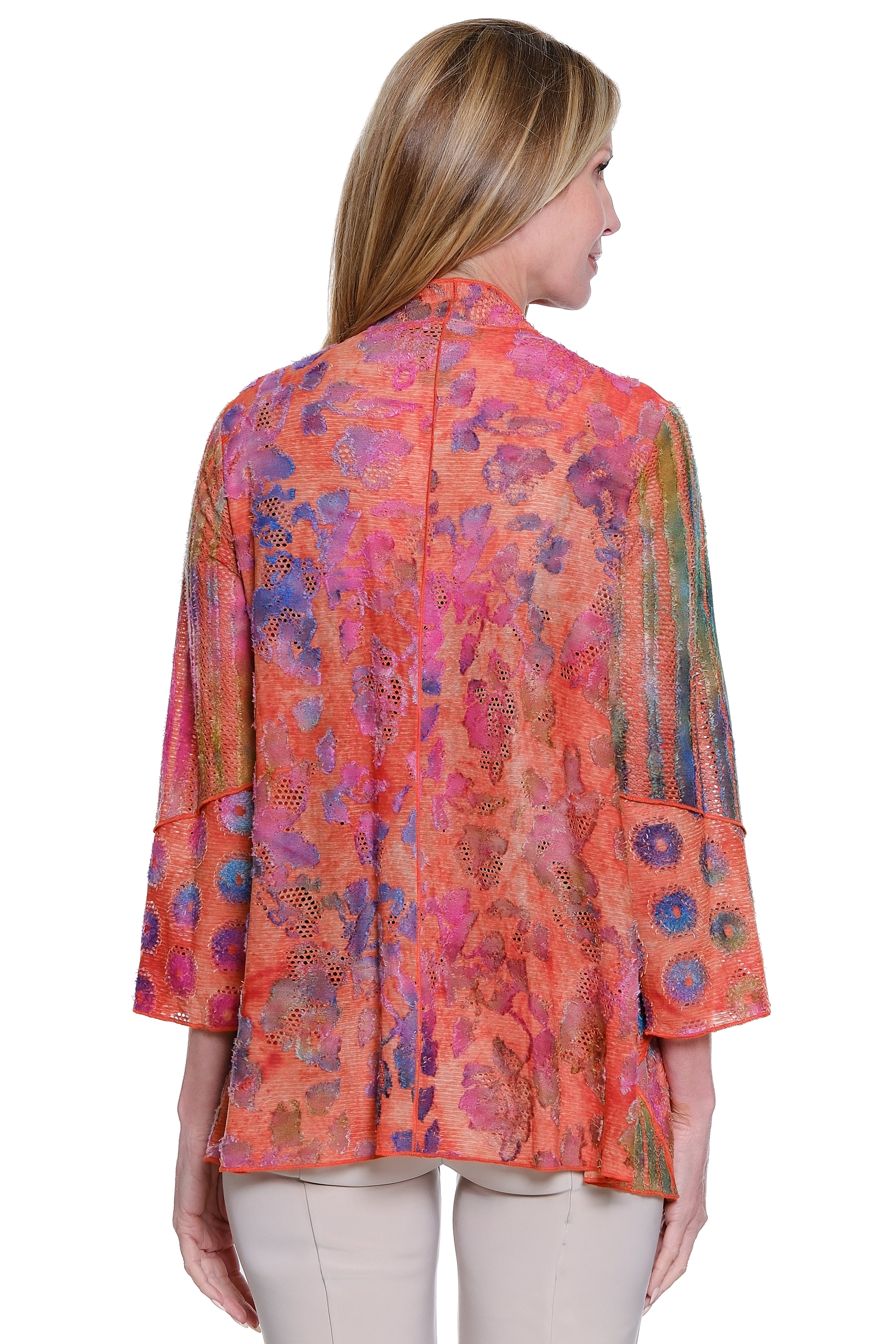 Printed Jacquard Kimono - Abstract Multi - view 2