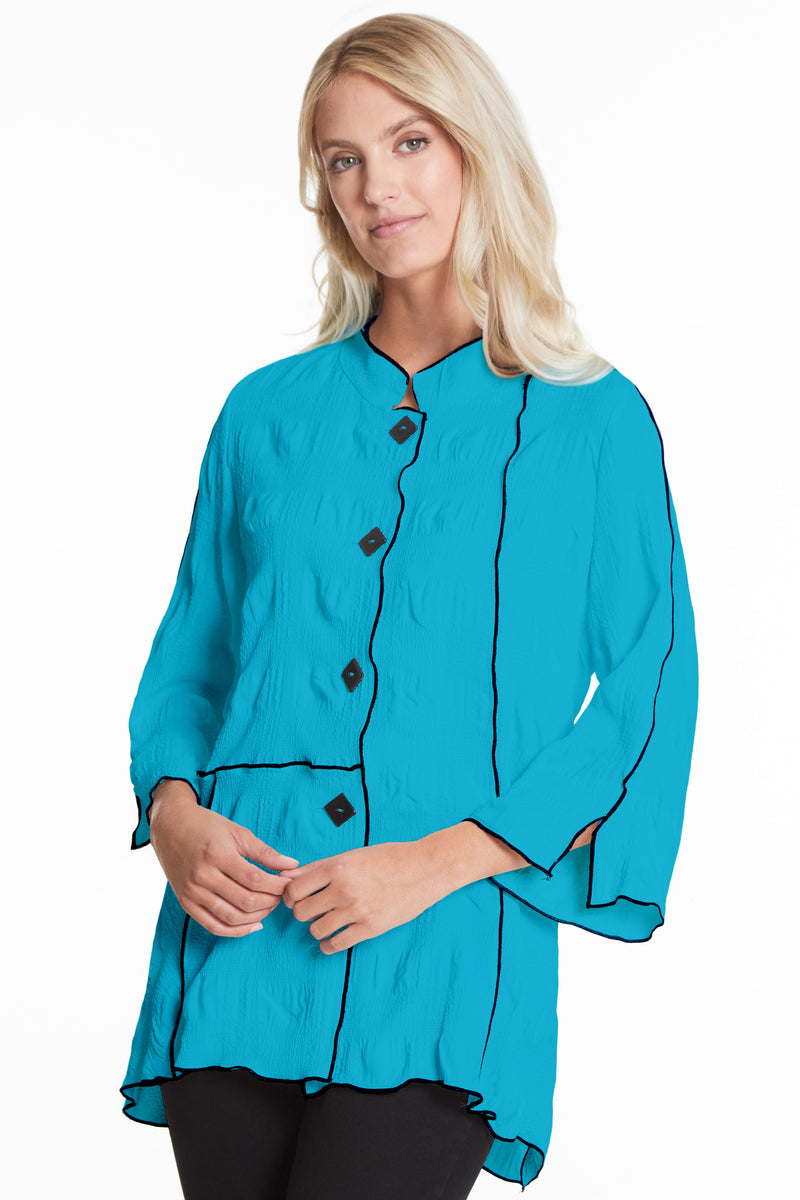 Textured Woven Tunic - Turquoise