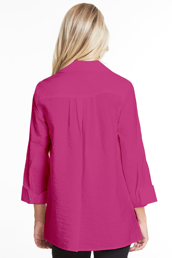 Woven Crinkle Print Tunic - Fuchsia